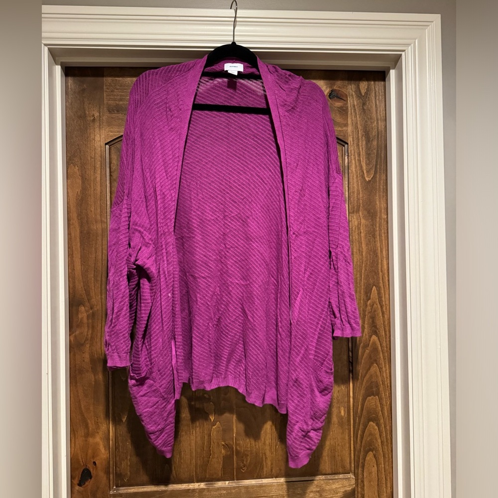 Magenta 3/4 Sleeve Cardigan with Pockets